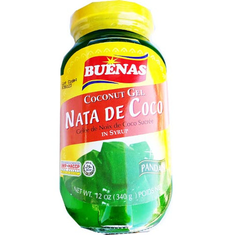 Buenas - Nata De Coco - Coconut Gel in Syrup - PANDAN - 12 OZ