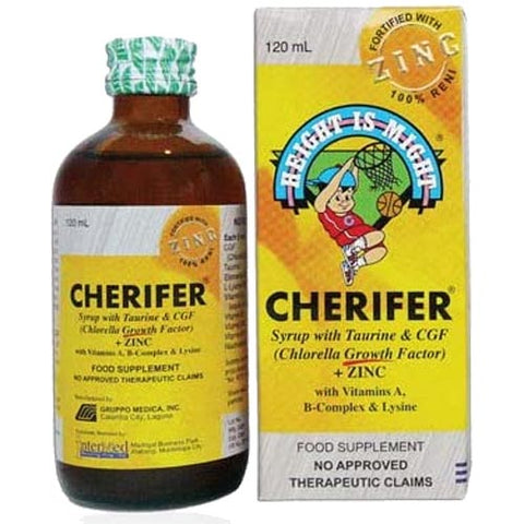 Cherifer - Syrup with Taurine and CGF - Chlorella Growth Factor - ZINC - 120 ML