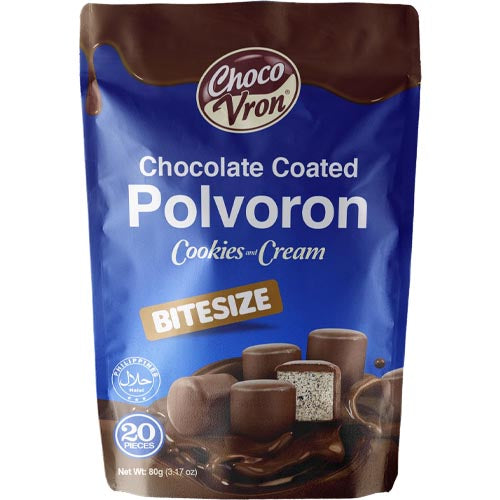 ChocoVron - Chocolate Coated - Polvoron - Cookies and Cream - BiteSize  - 20 Pieces - 80 G