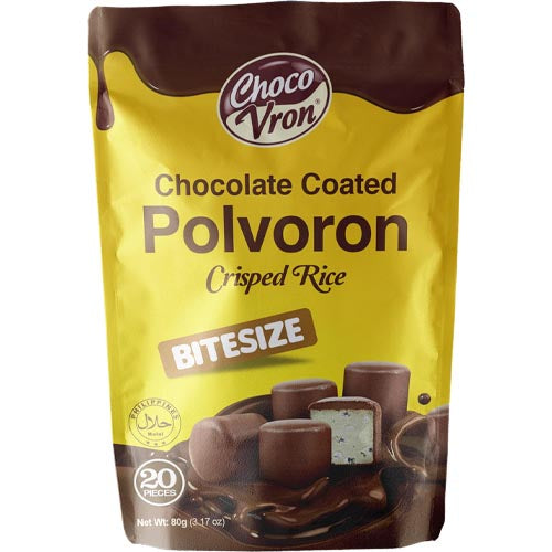 ChocoVron - Chocolate Coated - Polvoron - Crisped Rice - BiteSize  - 20 Pieces - 80 G