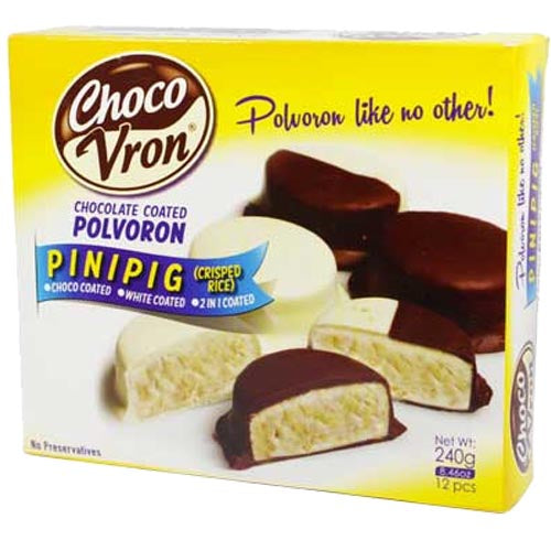 ChocoVron - Chocolate Coated Polvoron - Crisped Rice (Pinipig) - Choco, White, 2 in 1 Coated - 12 Pieces - 240 G