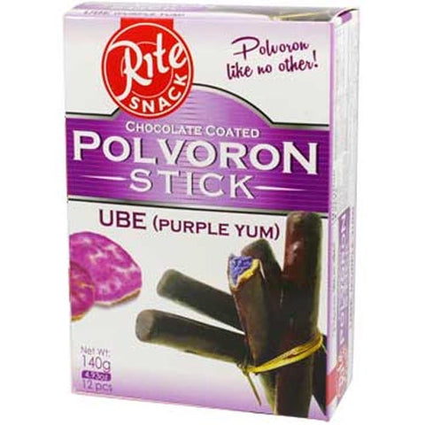 ChocoVron - Rite Snack - Chocolate Coated Polvoron Stick - UBE (Purple Yam) - 12 PCS - 140 G
