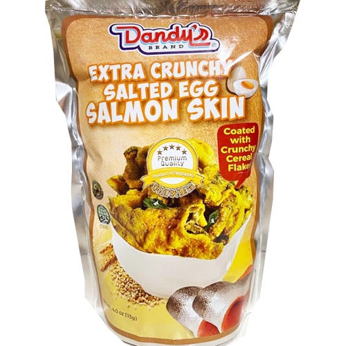 Dandy's Brand - Extra Crunchy Salted Egg Salmon Skin (Coated with Crunchy Cereal Flakes) - 113 G