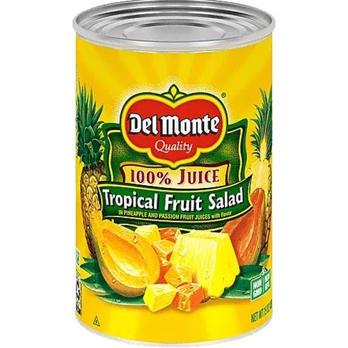 Del Monte - 100% Juice - Tropical Fruit Salad in Pineapple and Passion Fruit Juices Flavor - 15 OZ