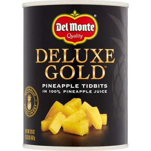 Del Monte - Deluxe Gold - Pineapple Tidbits in 100% Pineapple Juice - 20 OZ