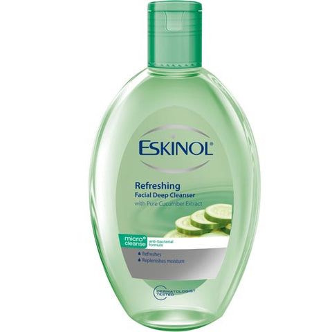 Eskinol - Refreshing Facial Deep Cleanser with Pure Cucumber Extract - Micro Cleanse - Anti-Bacterial Formula - Refreshes - Replenishes Moisture - 225 ML