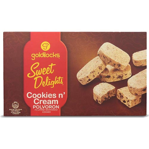 Goldilocks - Sweet Delights - Cookies and Cream - Polvoron - Philippine Shortbread Cookies - 12 Pieces - 10.60 OZ