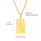 Philippine Map Pendant Necklace Jewelry - Stainless Steel / Gold Plated - 8 G