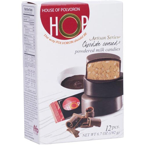 House of Polvoron - HOP - Chocolate Covered - Powdered Milk Candies - 12 Pieces - 192 G