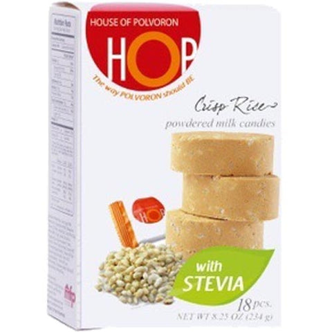 House of Polvoron - HOP - Crisp Rice with Stevia - Powdered Milk Candies - 18 Pieces - 234 G