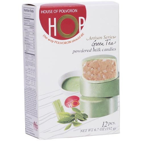 House of Polvoron - HOP - Green Tea - Powdered Milk Candies - 12 Pieces - 192 G