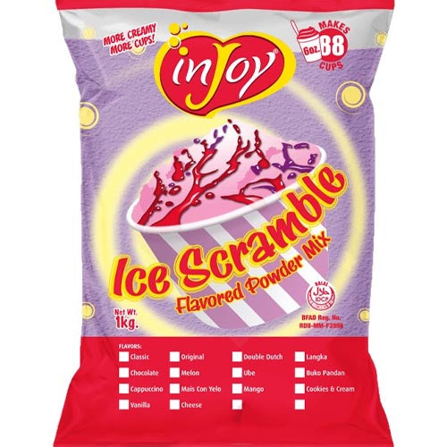 InJoy - Ice Scramble Flavored Powder Mix - UBE Flavored - Makes 88 Cups - 1 KG