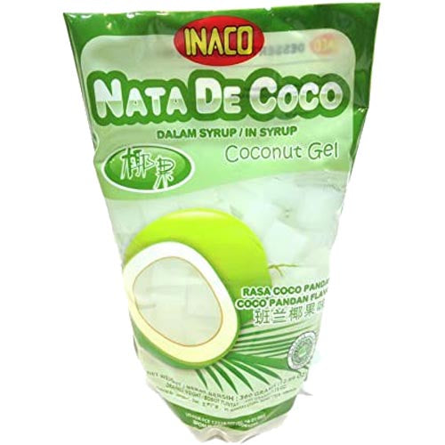Inaco - Nata De Coco in Syrup - Coconut Gel - Coco Pandan Flavor Mix - 12.7 OZ