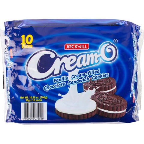 Jack 'n Jill - Cream-O - VANILLA Cream-Filled Chocolate Sandwich Cookies - 10 Packs - 300 G ( BLUE)