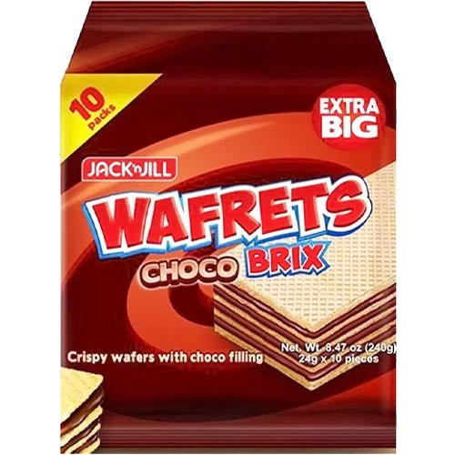 Jack 'n Jill - Wafrets Choco Brix - Crispy Wafers with Choco Fillings - 10 Packs - 240 G