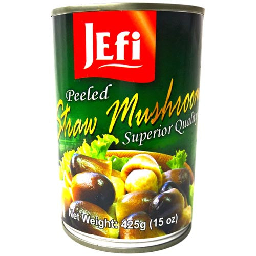 JEfi -Peeled Straw Mushroom Superior Quality - 15 OZ