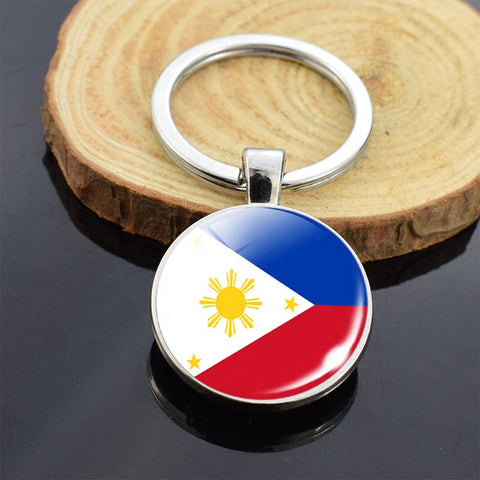 Philippines Keychain Flag - Premium Circle Metal Alloy - 10X10X5 cm