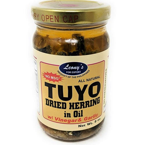 Leony's - Tuyo Dried Herring in Oil w/ Vinegar and Garlic (Bottled) All Natural - 8 OZ