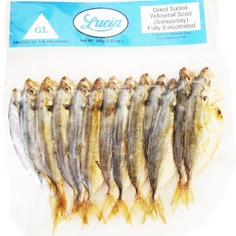Lucia - Dried Salted Yellowtail Scad (Salaysalay) Fully Eviscerated - 100 G