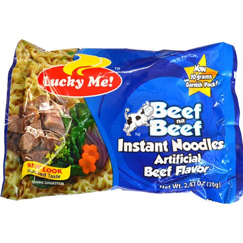 Lucky Me - Beef na Beef Instant Noodles with Garnish Pack - 70 G