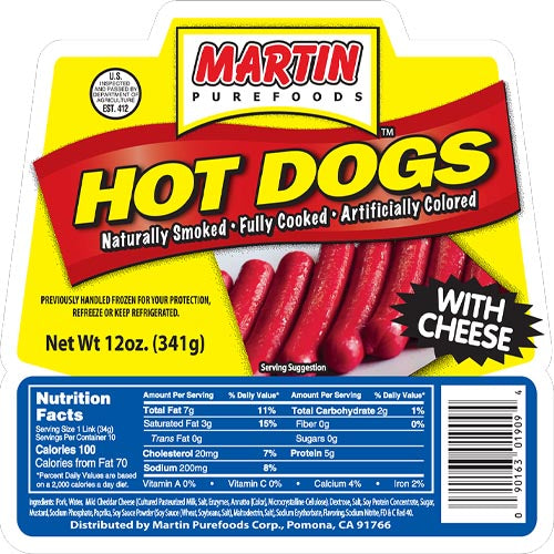 Martin Purefoods - Hot Dogs with Cheese - 12 OZ
