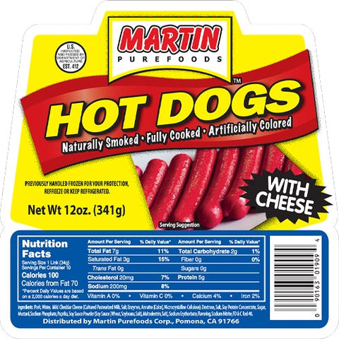 Martin Purefoods - Hot Dogs with Cheese - 12 OZ