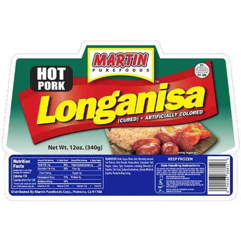 Martin Purefoods - Hot Pork Longanisa - 12 OZ