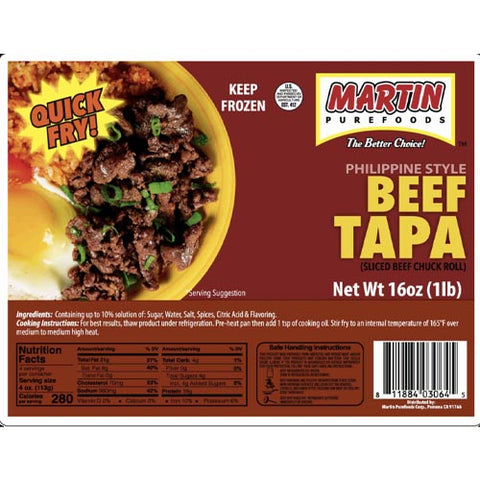 Martin Purefoods - Philippine Style Beef Tapa (Sliced Beef Chuck Roll) - 12 OZ