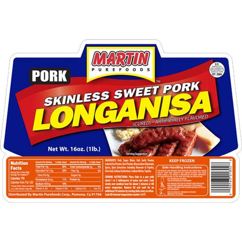 Martin Purefoods - Skinless Sweet Pork Longanisa - 16 OZ