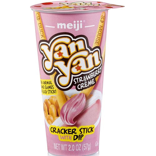 Meiji Yan Yan Cracker Sticks with Strawberry Cream Dip Cup - 2 OZ