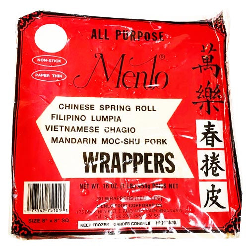 Menlo - All Purpose Lumpia / Spring Roll Wrappers (Non Stick / Paper Thin) -30 Wrappers - 16 OZ
