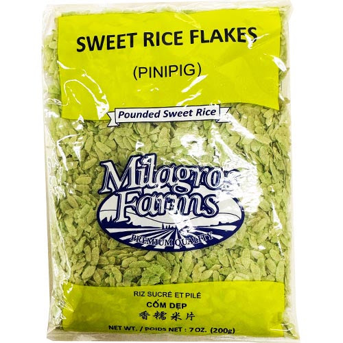 Milagros Farms- Young Sweet Rice - Pinipig - Pounded Young Rice (GREEN) - 200 G