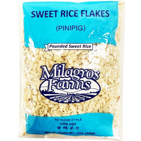Milagros Farms- Young Sweet Rice - Pinipig - Pounded Young Rice (WHITE) - 200 G