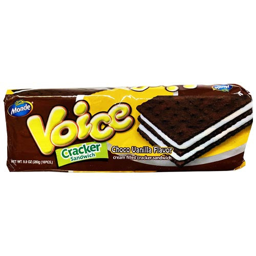 Monde - Voice Cracker Sandwich - Choco Vanilla Flavor - Cream Filled Cracker Sandwich - 10 Pieces - 8.8 OZ
