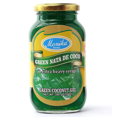 Monika Brand - Green Nata de Coco in Extra Heavy Syrup - Green Coconut Gel - 12 OZ