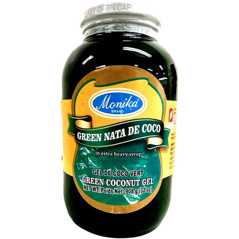 Monika Brand - Green Nata de Coco in Extra Heavy Syrup - Green Coconut Gel - 32 OZ