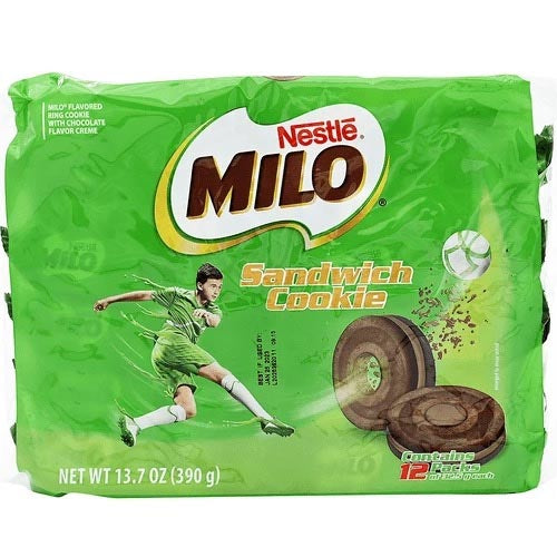 Nestle - Milo - Ring Sandwich Cookie - Chocolate Flavor Cream Filled - 12 Pack - 390 G