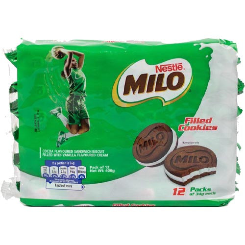Nestle - Milo - Sandwich Cookies - Vanilla Cream Filled - 12 Pack - 408 G
