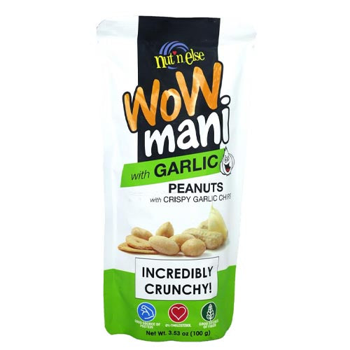 Nut n Else - WoW Mani with Garlic - Peanuts with Crispy Garlic Chips - Incredibly Crunchy! - 100 G