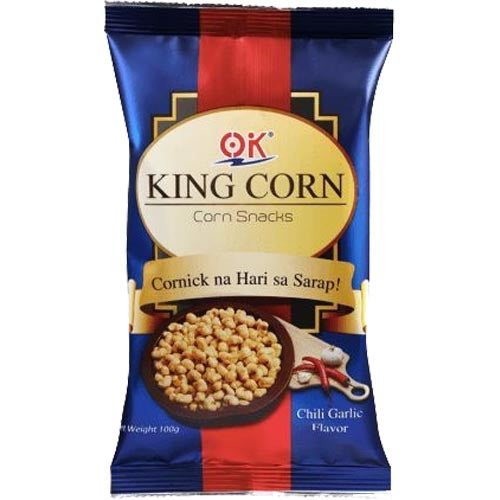OK - King Corn - Corn Snacks - Chili Garlic Flavor - 100 G