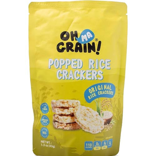 Oh Ma Grain - Popped Rice Crackers - Original Rice Crackers - 1.5 OZ