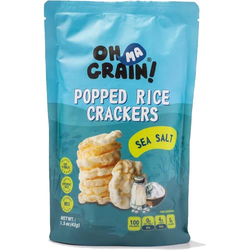 Oh Ma Grain - Popped Rice Crackers - Sea Salt - 1.5 OZ