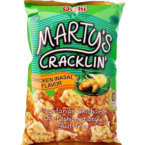 Oishi - Marty's Cracklin - Chicken Inasal Flavor - Vegetarian Chicharon - Old Fashioned Style - 90 G