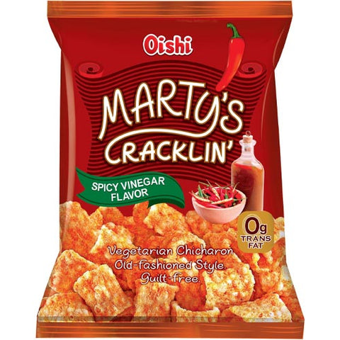 Oishi - Marty's Cracklin - Spicy Vinegar Flavor - Vegetarian Chicharon Old-Fashioned Style - 90 G