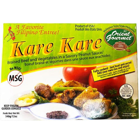 Orient Gourmet - Kare Kare - Braised Beef and Vegetables in a Savory Peanut Sauce - Fully Cooked - Just Heat and Serve - 12 OZ