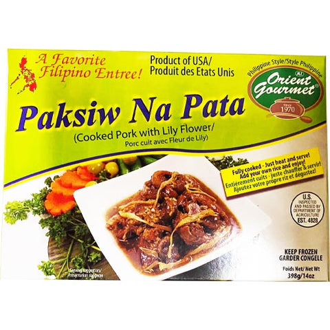 Orient Gourmet - Paksiw Na Pata - Cooked Pork with Lily Flower - Fully Cooked - Just Heat and Serve - 14 OZ