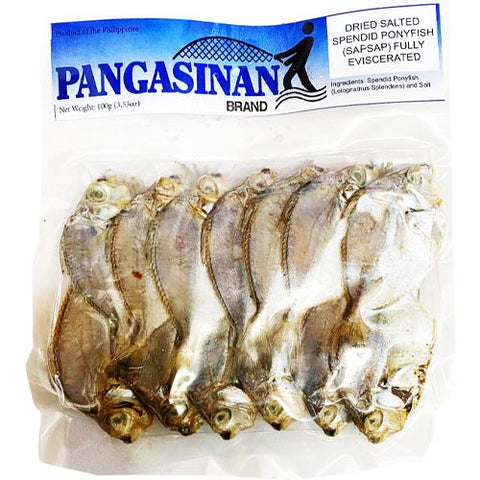 Pangasinan Brand - Dried Salted Splendid Ponyfish (SapSap) Fully Eviscerated - 100 G