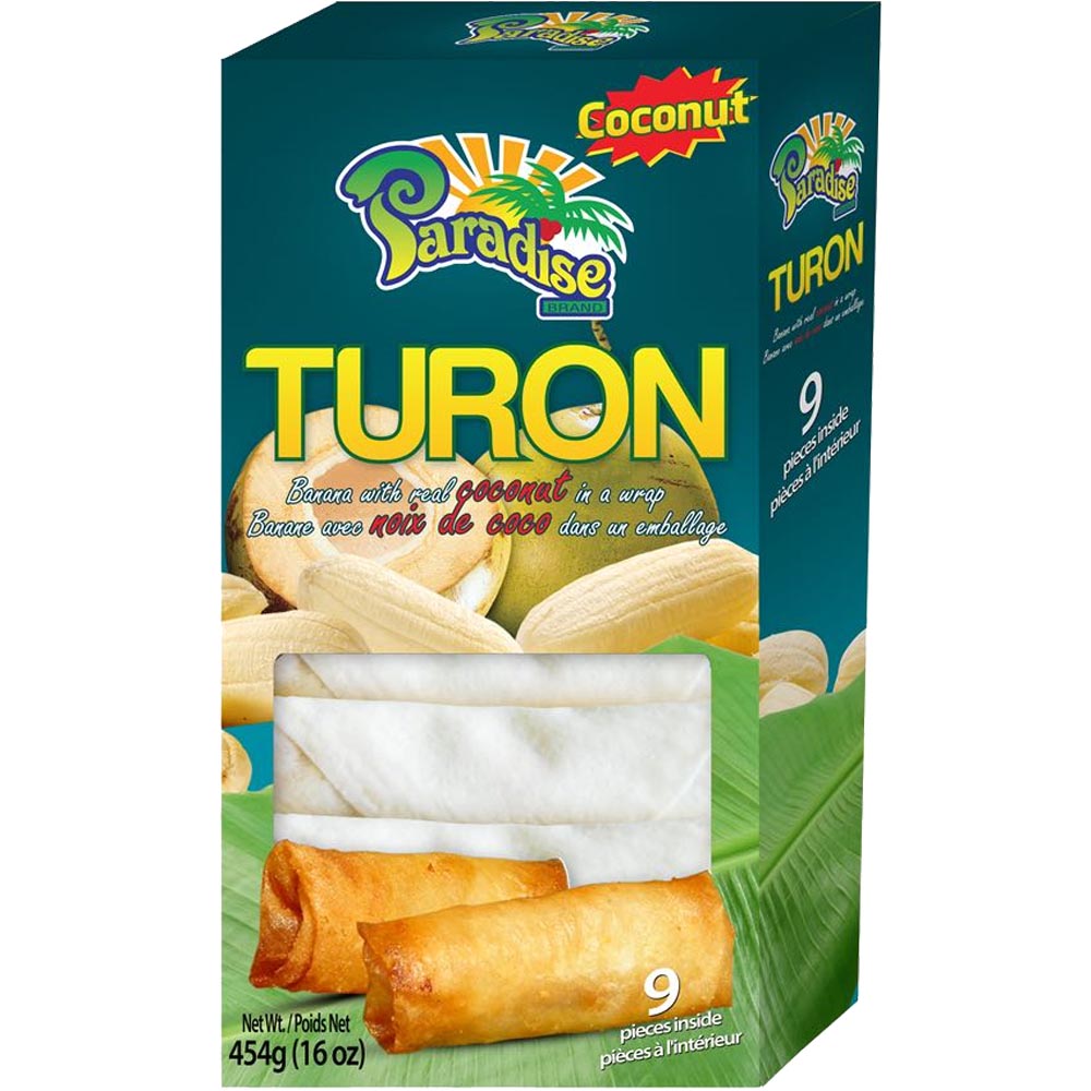 Paradise - Turon - COCONUT - Banana with Real Coconut in a Wrap - 9 Pieces - 16 OZ