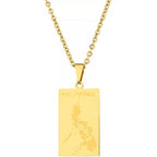 Philippine Map Pendant Necklace Jewelry - Stainless Steel / Gold Plated - 8 G