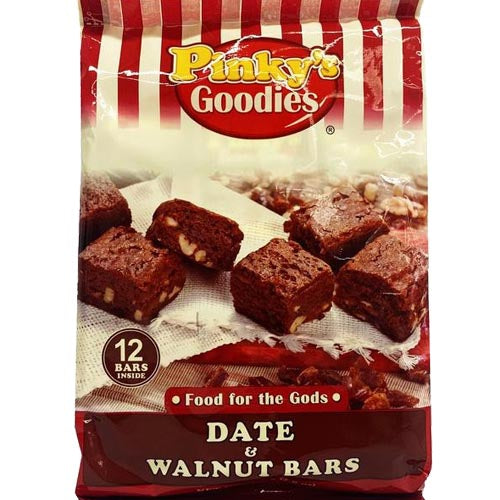 Pinky's Goodies - Food for the Gods - Date and Walnut Bars - 12 Pieces - 7.60 OZ